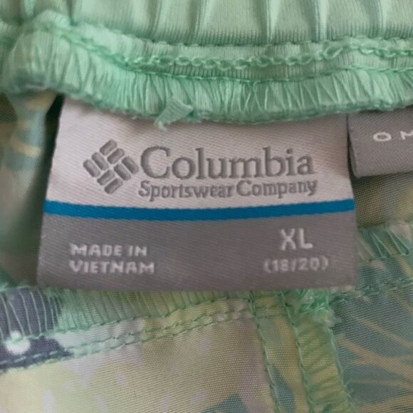 COLUMBIA PFG Girls’ Slack Tide Hybrid Water Shorts Tropical Print Blue Green XL - Picture 8 of 12